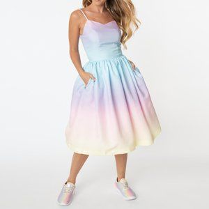 Magnolia Park Pastel Rainbow Ombre Ray Swing Dress